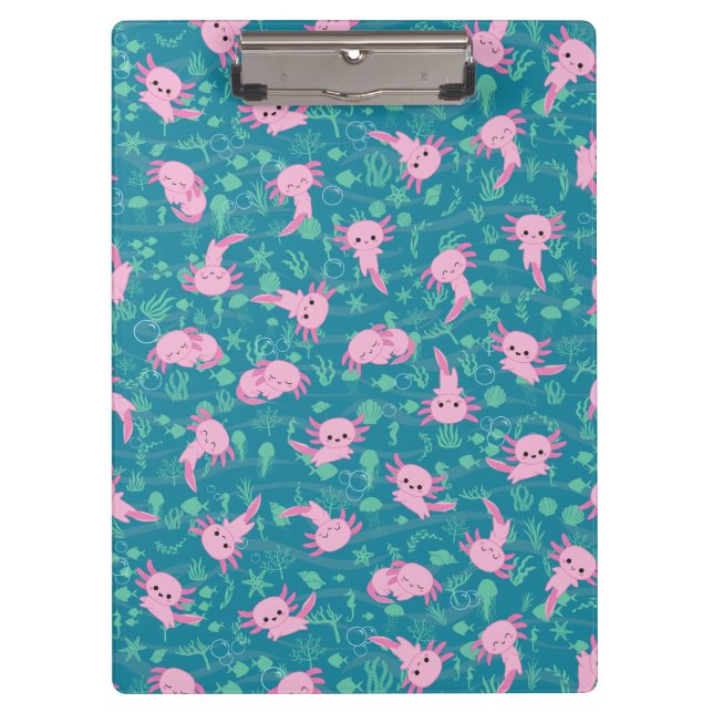 Kawaii Axolotl in Ocean Clipboard (Front)
