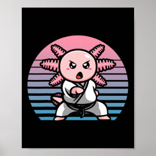 Kawaii Axolotl Karate Funny Martial Arts Poster