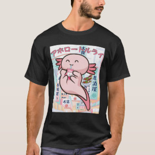 Kawaii Axolotl Life Ramen Strawberry Milk Shake Ja T-Shirt