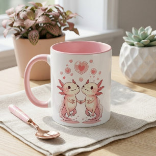 Kawaii Axolotl Love: Cute Aquatic Creatures Mug