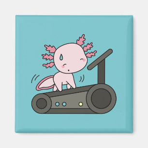 Kawaii Axolotl on Treadmill Magnet