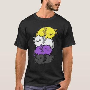 Kawaii Axolotl Pile Nonbinary Flag Non Binary Flag T-Shirt