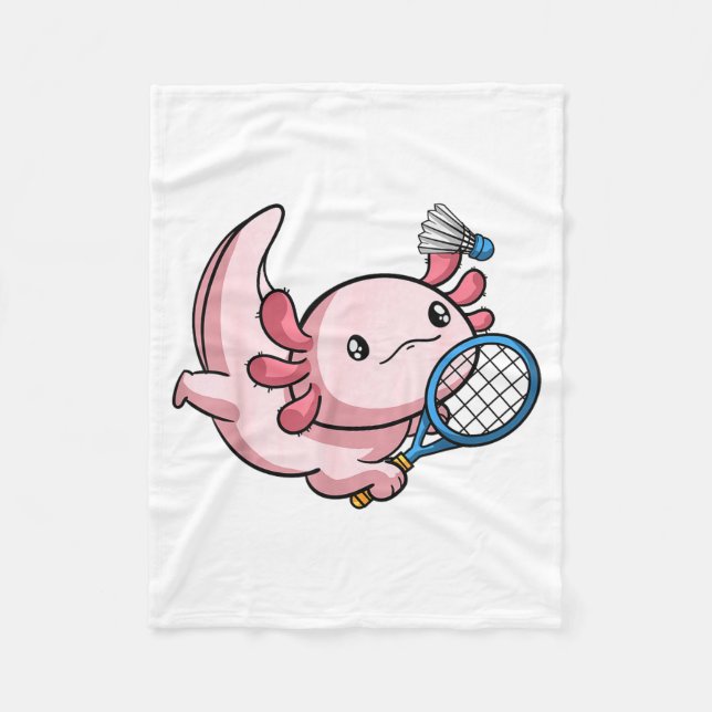 Kawaii Axolotl Pun Funny Badminton Player  Fleece Blanket (Front)
