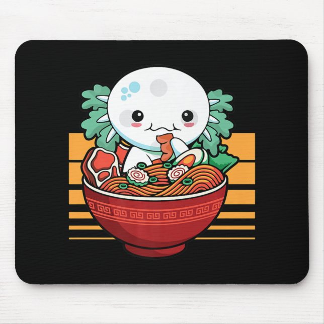 Kawaii Axolotl Ramen Japanese Anime Gift Kids Girl Mouse Pad (Front)