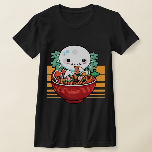 Kawaii Axolotl Ramen Japanese Anime Gift Kids Girl T-Shirt (Laydown)
