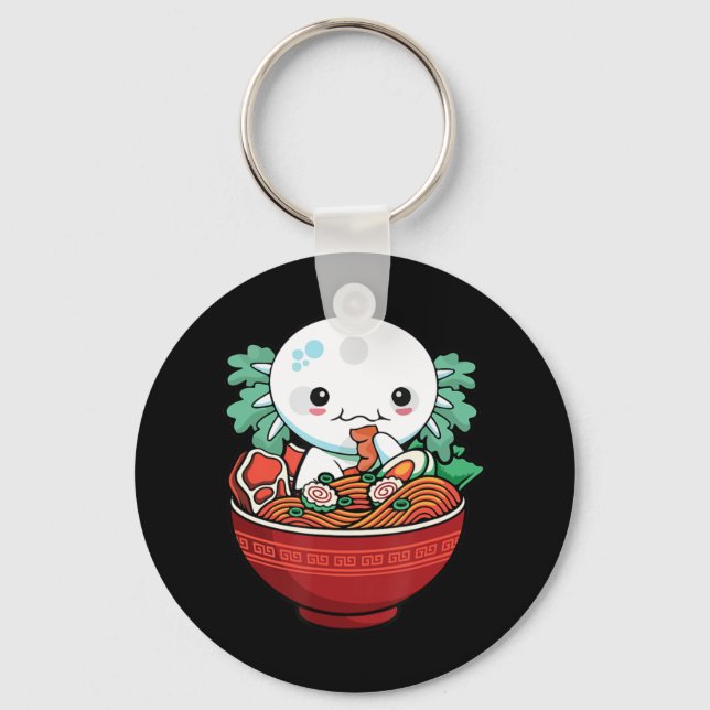 Kawaii Axolotl Ramen Japanese Anime Lover Teen Gir Key Ring (Front)