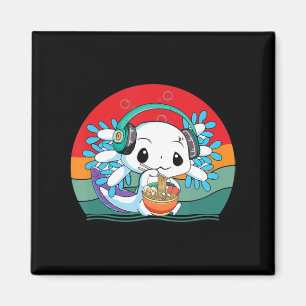 Kawaii Axolotl Ramen Noddles Retro Vintage Anime J Magnet