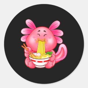 Kawaii Axolotl Ramen Noodles Japanese Anime Otaku  Classic Round Sticker