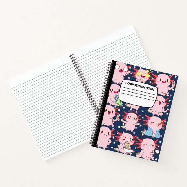 Kawaii Axolotl spiral composition notebook (Inside)