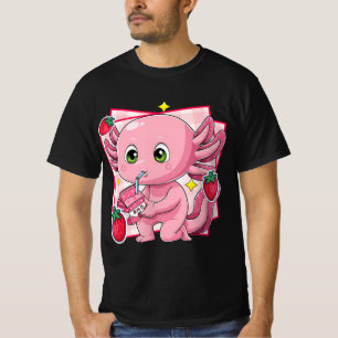 Kawaii Axolotl Strawberry Milk Japanese Anime Gift T-Shirt