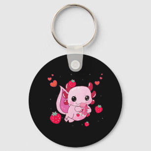 Kawaii Axolotl Strawberry Milk Shake Anime Gift Gi Key Ring
