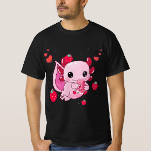 Kawaii Axolotl Strawberry Milk Shake Anime Gift Gi T-Shirt