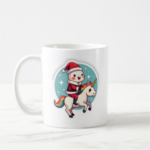 Kawaii Axolotl Unicorn Xmas Santa Merry Christmas Coffee Mug