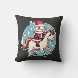 Kawaii Axolotl Unicorn Xmas Santa Merry Christmas  Cushion