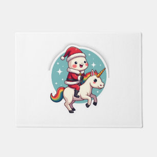 Kawaii Axolotl Unicorn Xmas Santa Merry Christmas Doormat
