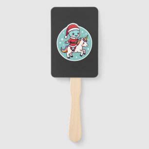 Kawaii Axolotl Unicorn Xmas Santa Merry Christmas  Hand Fan