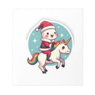 Kawaii Axolotl Unicorn Xmas Santa Merry Christmas Notepad