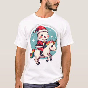 Kawaii Axolotl Unicorn Xmas Santa Merry Christmas T-Shirt