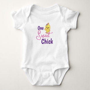 Kawaii Baby Chicks One Sweet Chick White Baby Bib Bodysuit