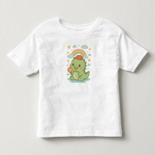 Kawaii Baby Dino with Candy Popsicle 🍭🦖☁️☀️ Toddler T-Shirt