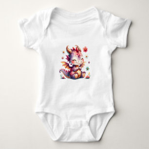 Kawaii Baby Dragon Fantasy Art Baby Bodysuit