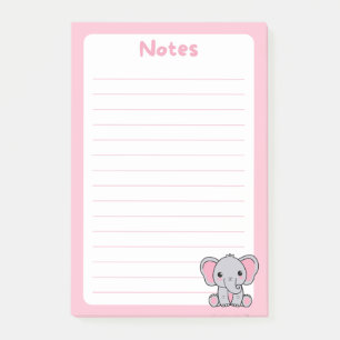 Kawaii Baby Elephant Soft Pink Post-it Notes