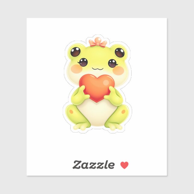 Kawaii Baby Frog Holding a Heart (Sheet)