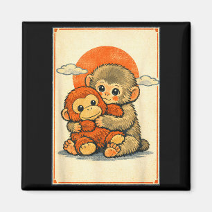 Kawaii baby monkey cute japanese macaque ukiyo-e magnet