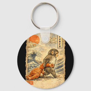 Kawaii baby monkey punch cute japanese macaqueKawa Key Ring