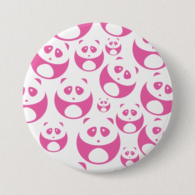 Kawaii Baby Pink and White Panda Pattern 7.5 Cm Round Badge (Front)
