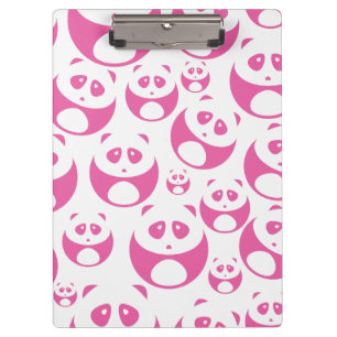 Kawaii Baby Pink and White Panda Pattern Clipboard