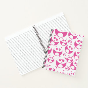 Kawaii Baby Pink and White Panda Pattern Notebook