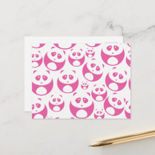 Kawaii Baby Pink and White Panda Pattern Postcard
