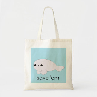 Kawaii baby seal 'save 'em' tote