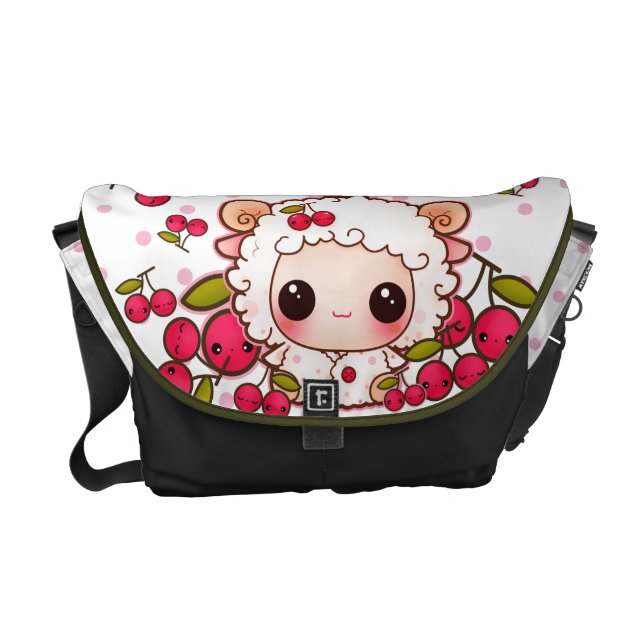 Kawaii baby sheep and cute cherries commuter bag (Front)