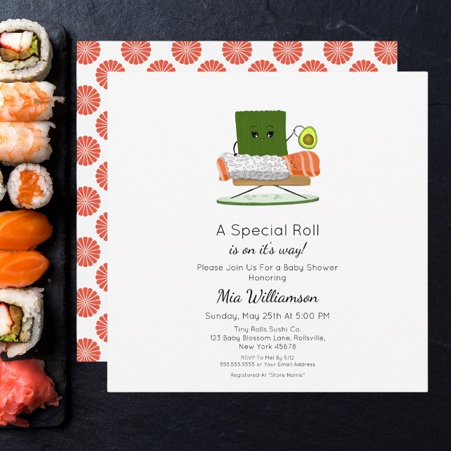 Kawaii Baby Shower: Sushi and Salmon Roll Theme Invitation (Creator Uploaded)