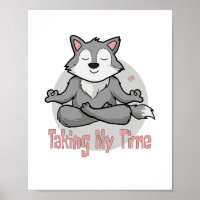 Kawaii baby wolf doing yoga poses for meditation