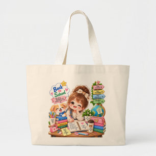 Kawaii Back to School Friends Jumbo Tote Bag