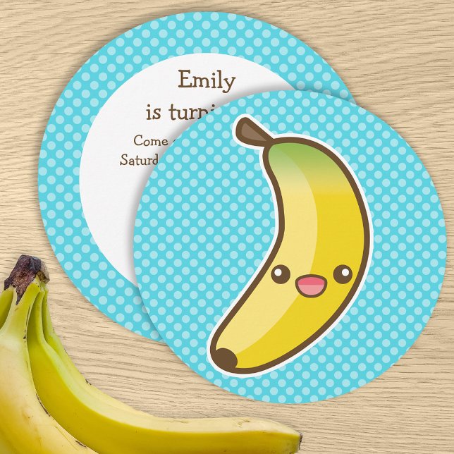 Kawaii Banana Birthday Party Invitation (Creator Uploaded)