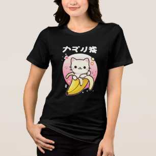 Kawaii Banana Cat – Cute Japanese Aesthetic Chibi Tri-Blend Shirt