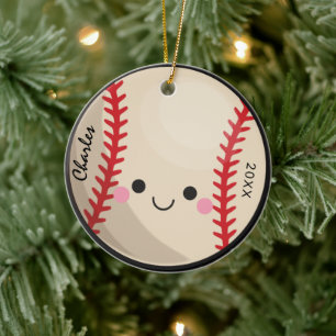 Kawaii Baseball Softball Kids Personalised Sport   Ceramic Ornament