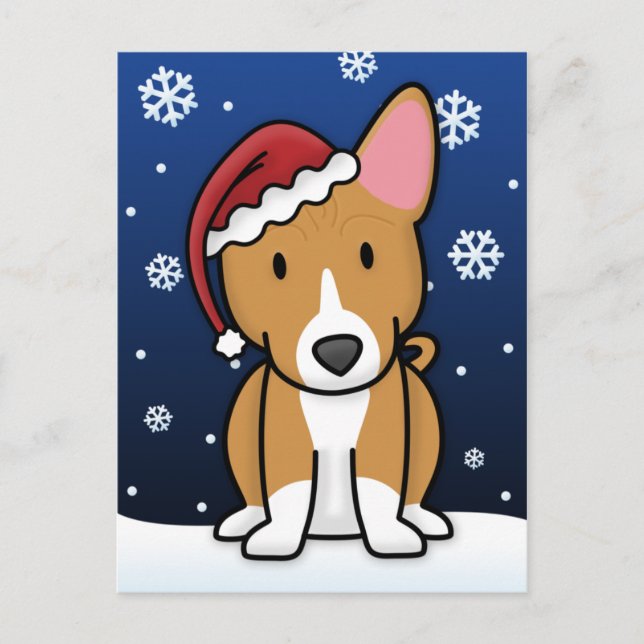Kawaii Basenji Christmas Postcard (Front)