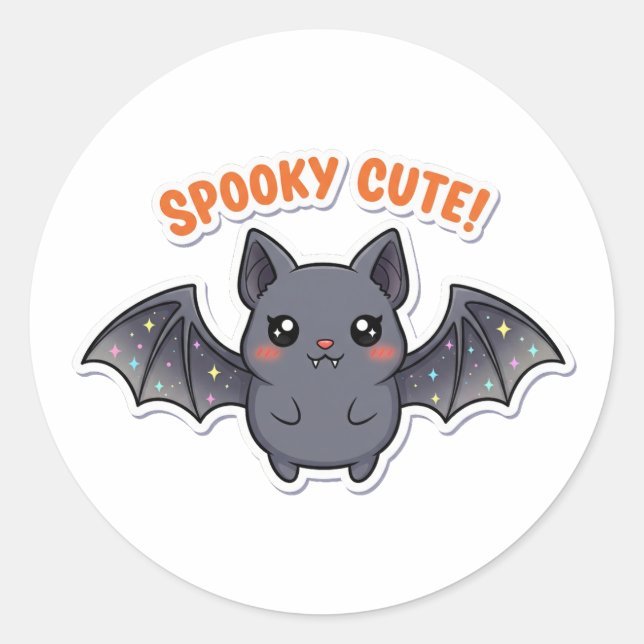 Kawaii Bat Sticker – Cute Halloween Vampire Chibi  (Front)