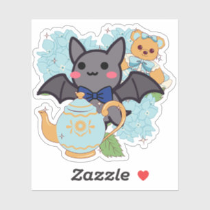 Kawaii Bat, Vintage Teapot and Teddy Bear