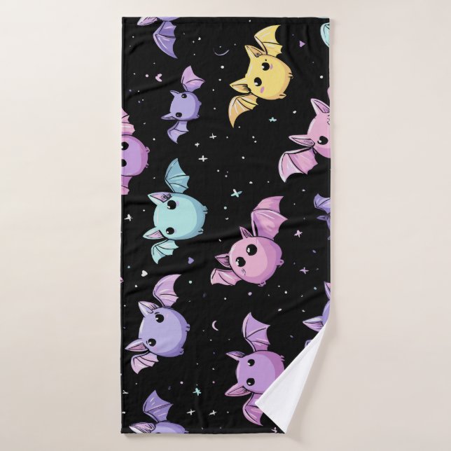 Kawaii Bats – Cute Gothic Pattern Bath Towel (Bath Towel)