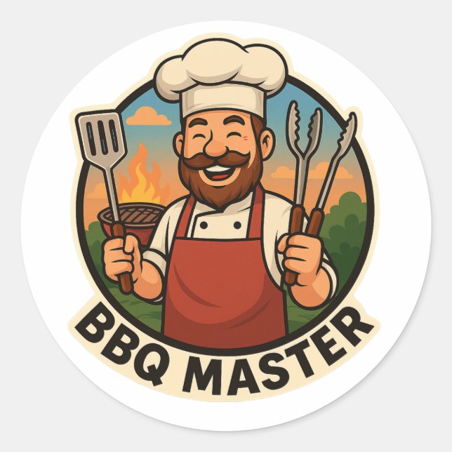 Kawaii BBQ Dad Grill Master Father's Day Sticker  (Front)