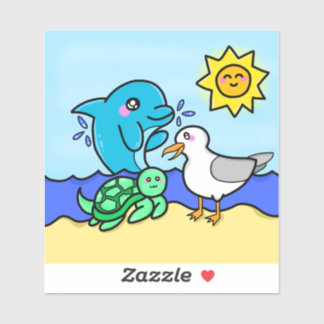 Kawaii Beach Friends Sticker