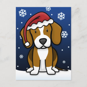 Kawaii Beagle Christmas Postcard