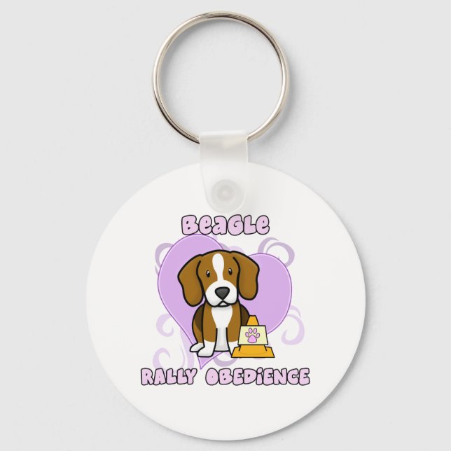 Kawaii Beagle Rally Obedience Key Ring (Front)