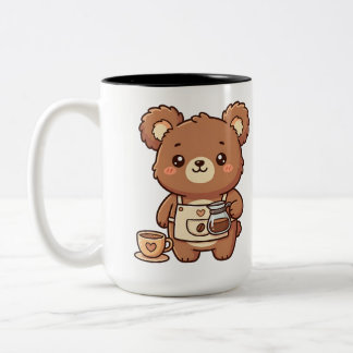 Kawaii Bear Coffee Mug Two-Tone Ceramic